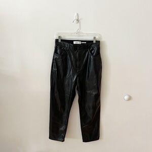 A&F the ankle straight ultra high rise vegan leather black pants